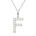 1/5 Ctw Initial 'F' Round Cut Diamond Pendant With Chain in 14K White Gold