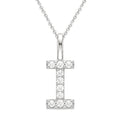1/5 Ctw Initial 'I' Round Cut Diamond Pendant With Chain in 14K White Gold