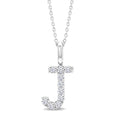 1/5 Ctw Initial 'J' Round Cut Diamond Pendant With Chain in 14K White Gold