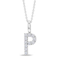 1/5 Ctw Initial 'P' Round Cut Diamond Pendant With Chain in 14K White Gold
