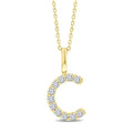 1/5 Ctw Initial 'C' Round Cut Diamond Pendant With Chain in 14K Yellow Gold
