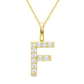 1/5 Ctw Initial 'F' Round Cut Diamond Pendant With Chain in 14K Yellow Gold