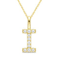 1/5 Ctw Initial 'I' Round Cut Diamond Pendant With Chain in 14K Yellow Gold