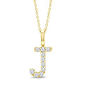 1/5 Ctw Initial 'J' Round Cut Diamond Pendant With Chain in 14K Yellow Gold