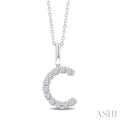 1/5 Ctw Initial 'C' Round Cut Diamond Pendant With Chain in 14K White Gold
