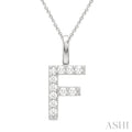 1/5 Ctw Initial 'F' Round Cut Diamond Pendant With Chain in 14K White Gold
