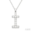 1/5 Ctw Initial 'I' Round Cut Diamond Pendant With Chain in 14K White Gold