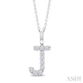 1/5 Ctw Initial 'J' Round Cut Diamond Pendant With Chain in 14K White Gold