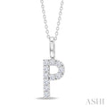 1/5 Ctw Initial 'P' Round Cut Diamond Pendant With Chain in 14K White Gold