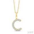 1/5 Ctw Initial 'C' Round Cut Diamond Pendant With Chain in 14K Yellow Gold