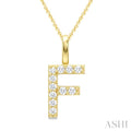 1/5 Ctw Initial 'F' Round Cut Diamond Pendant With Chain in 14K Yellow Gold
