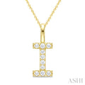 1/5 Ctw Initial 'I' Round Cut Diamond Pendant With Chain in 14K Yellow Gold