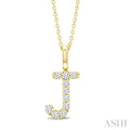 1/5 Ctw Initial 'J' Round Cut Diamond Pendant With Chain in 14K Yellow Gold