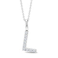 1/6 Ctw Initial 'L' Round Cut Diamond Pendant With Chain in 14K White Gold