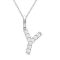 1/6 Ctw Initial 'Y' Round Cut Diamond Pendant With Chain in 14K White Gold