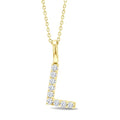 1/6 Ctw Initial 'L' Round Cut Diamond Pendant With Chain in 14K Yellow Gold