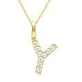 1/6 Ctw Initial 'Y' Round Cut Diamond Pendant With Chain in 14K Yellow Gold
