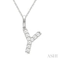 1/6 Ctw Initial 'Y' Round Cut Diamond Pendant With Chain in 14K White Gold