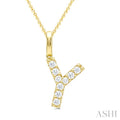 1/6 Ctw Initial 'Y' Round Cut Diamond Pendant With Chain in 14K Yellow Gold