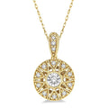 1/8 Ctw Round Cut Diamond Fashion Pendant With Chain in 10K Yellow Gold