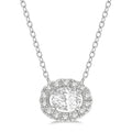 1/4 Ctw Oval and Round Cut Diamond Halo Fashion Petite Pendant With Chain in 14K White Gold