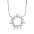 1/5 Ctw Sunburst Round Cut Diamond Fashion Pendant With Chain in 10K White Gold