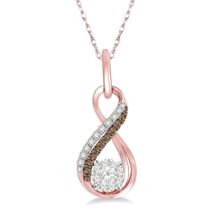 Round Shape Shine Bright Champagne Diamond Infinity Pendant