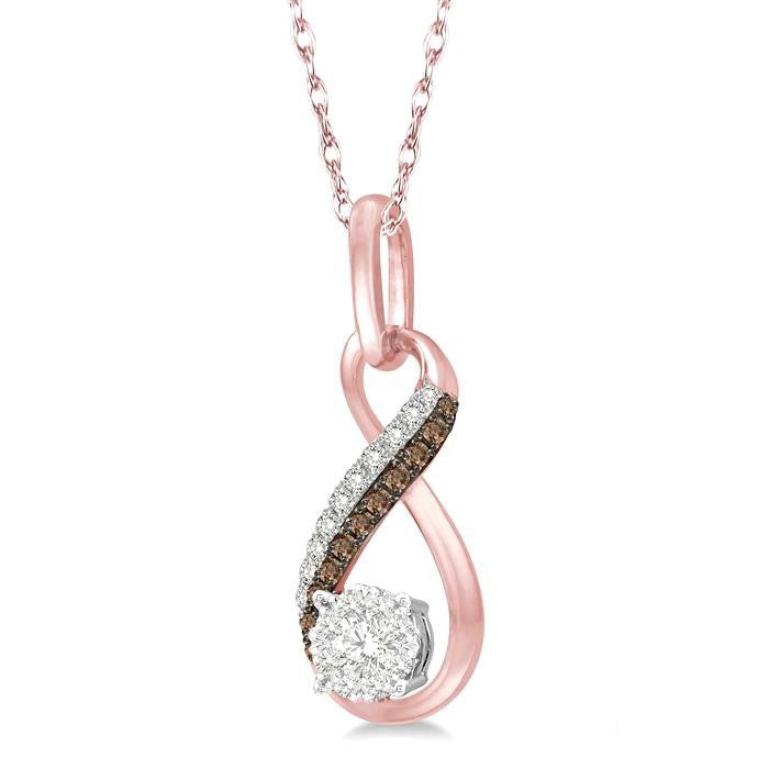 Round Shape Shine Bright Champagne Diamond Infinity Pendant