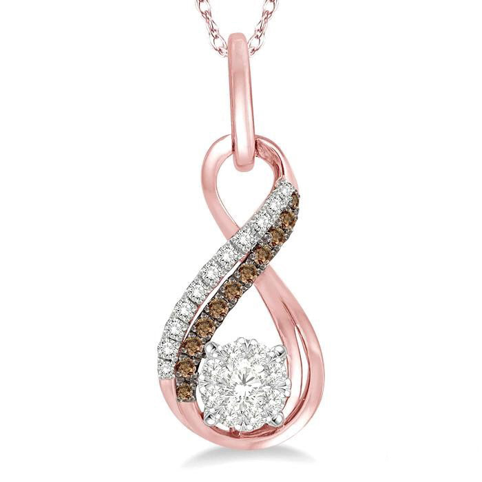 Round Shape Shine Bright Champagne Diamond Infinity Pendant