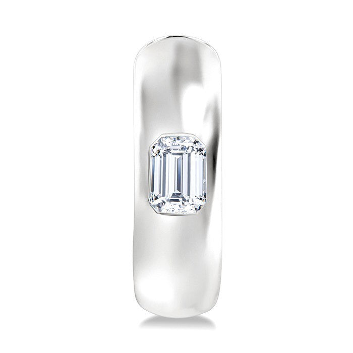1/3 Ctw Bezel Set Emerald Cut Diamond Fashion Huggie Earrings in 14K White Gold