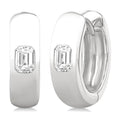 Emerald Shape Bezel Set Diamond Huggie Fashion Earrings