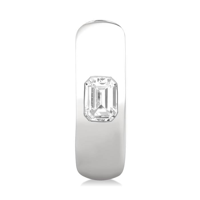 Emerald Shape Bezel Set Diamond Huggie Fashion Earrings