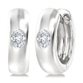 1/3 Ctw Bezel Set Oval Cut Diamond Fashion Huggie Earrings in 14K White Gold