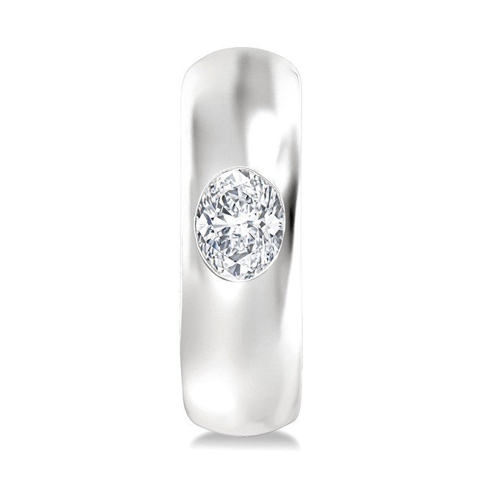 1/3 Ctw Bezel Set Oval Cut Diamond Fashion Huggie Earrings in 14K White Gold
