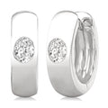 Oval Shape Bezel Set Diamond Huggie Fashion Earrings
