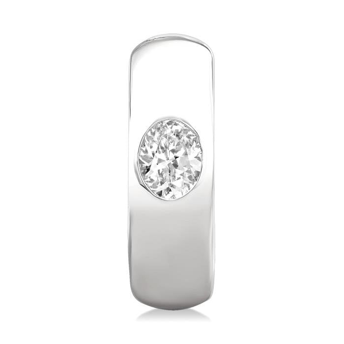 Oval Shape Bezel Set Diamond Huggie Fashion Earrings