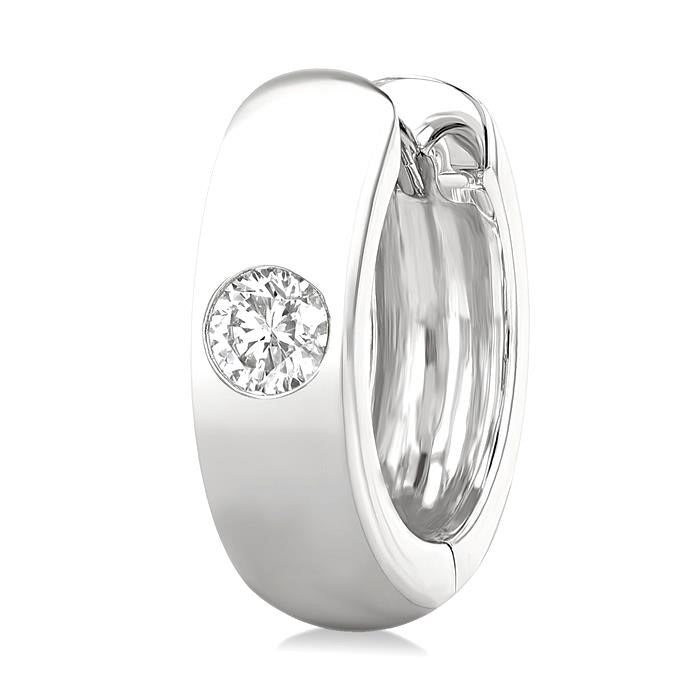 Round Shape Bezel Diamond Huggie Earrings