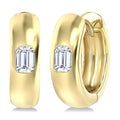 1/3 Ctw Bezel Set Emerald Cut Diamond Fashion Huggie Earrings in 14K Yellow Gold