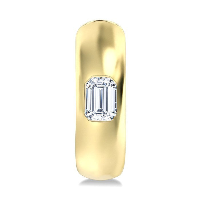 1/3 Ctw Bezel Set Emerald Cut Diamond Fashion Huggie Earrings in 14K Yellow Gold