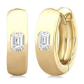 Emerald Shape Bezel Set Diamond Huggie Fashion Earrings