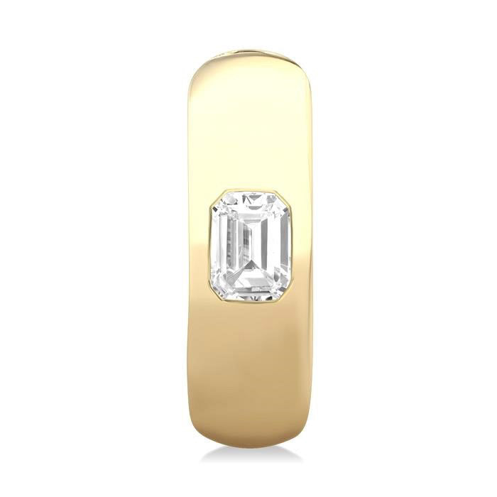 Emerald Shape Bezel Set Diamond Huggie Fashion Earrings