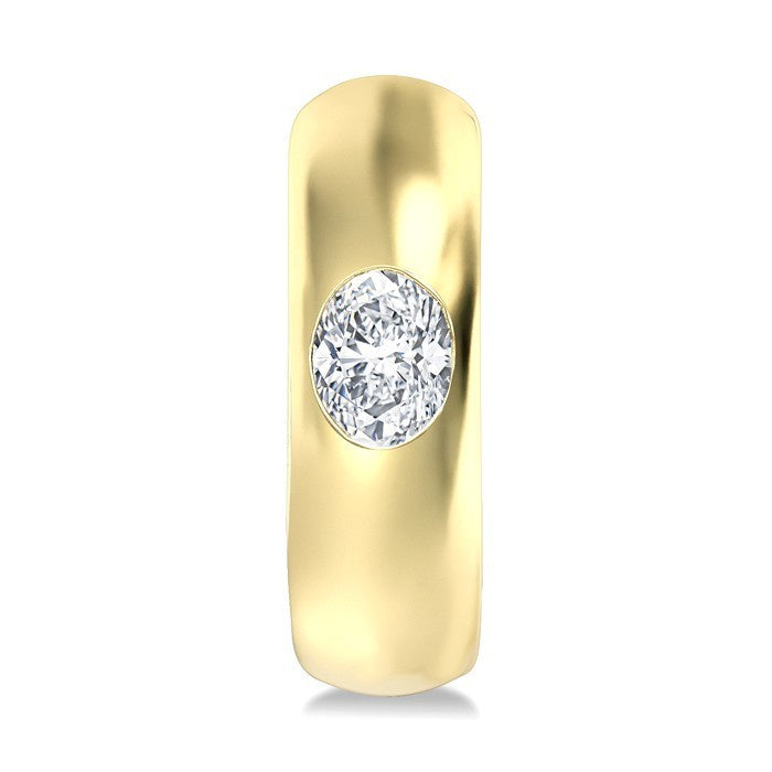 1/3 Ctw Bezel Set Oval Cut Diamond Fashion Huggie Earrings in 14K Yellow Gold