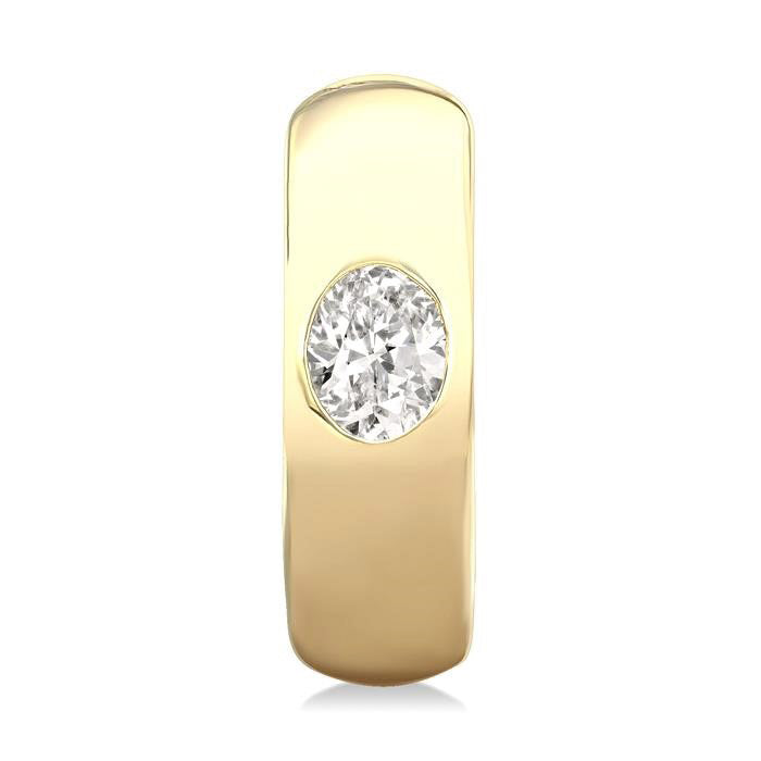 Oval Shape Bezel Set Diamond Huggie Fashion Earrings