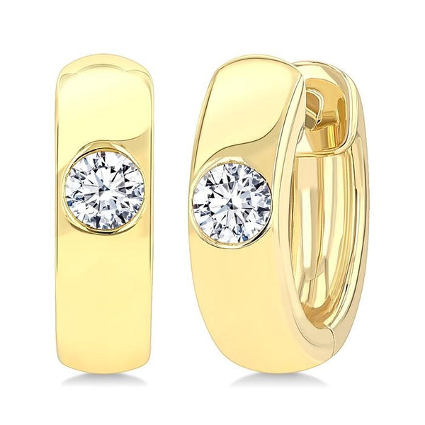1/3 Ctw Bezel Set Round Cut Diamond Huggies in 14K Yellow Gold