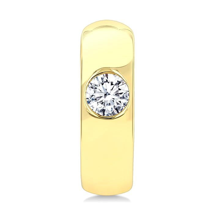 1/3 Ctw Bezel Set Round Cut Diamond Huggies in 14K Yellow Gold