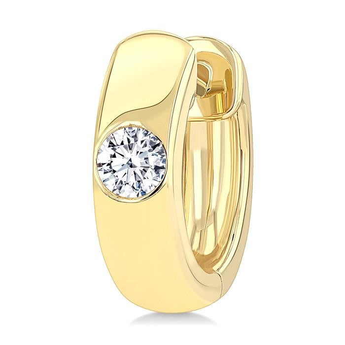 1/3 Ctw Bezel Set Round Cut Diamond Huggies in 14K Yellow Gold