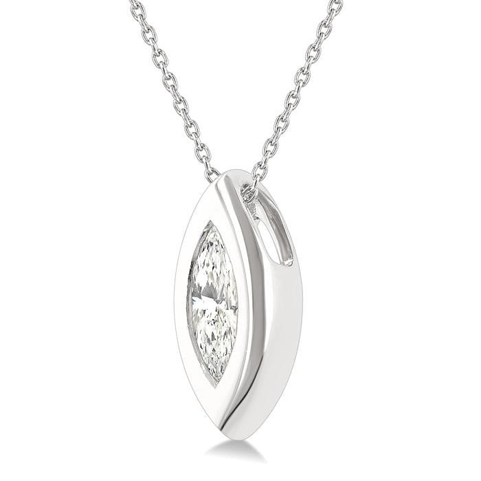 Tamarind Finesse Marquise Shape Bezel Set Diamond Pendant