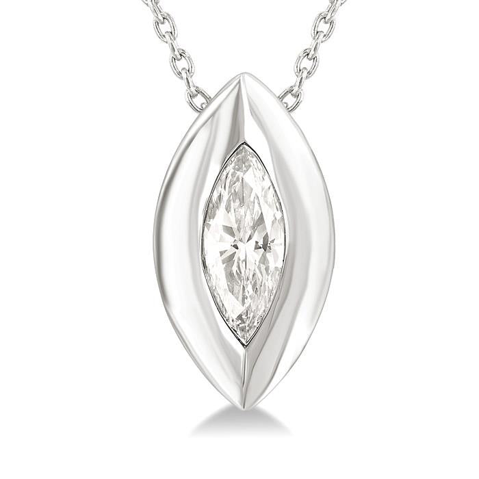 Tamarind Finesse Marquise Shape Bezel Set Diamond Pendant
