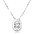 1/3 Ctw Bezel Set Oval Cut Diamond Bubble Fashion Pendant With Chain in 14K White Gold