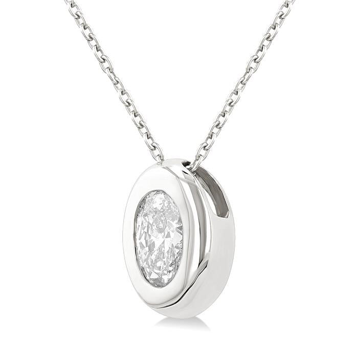 Vesper Perseus Oval Shape Bezel Set Diamond Pendant